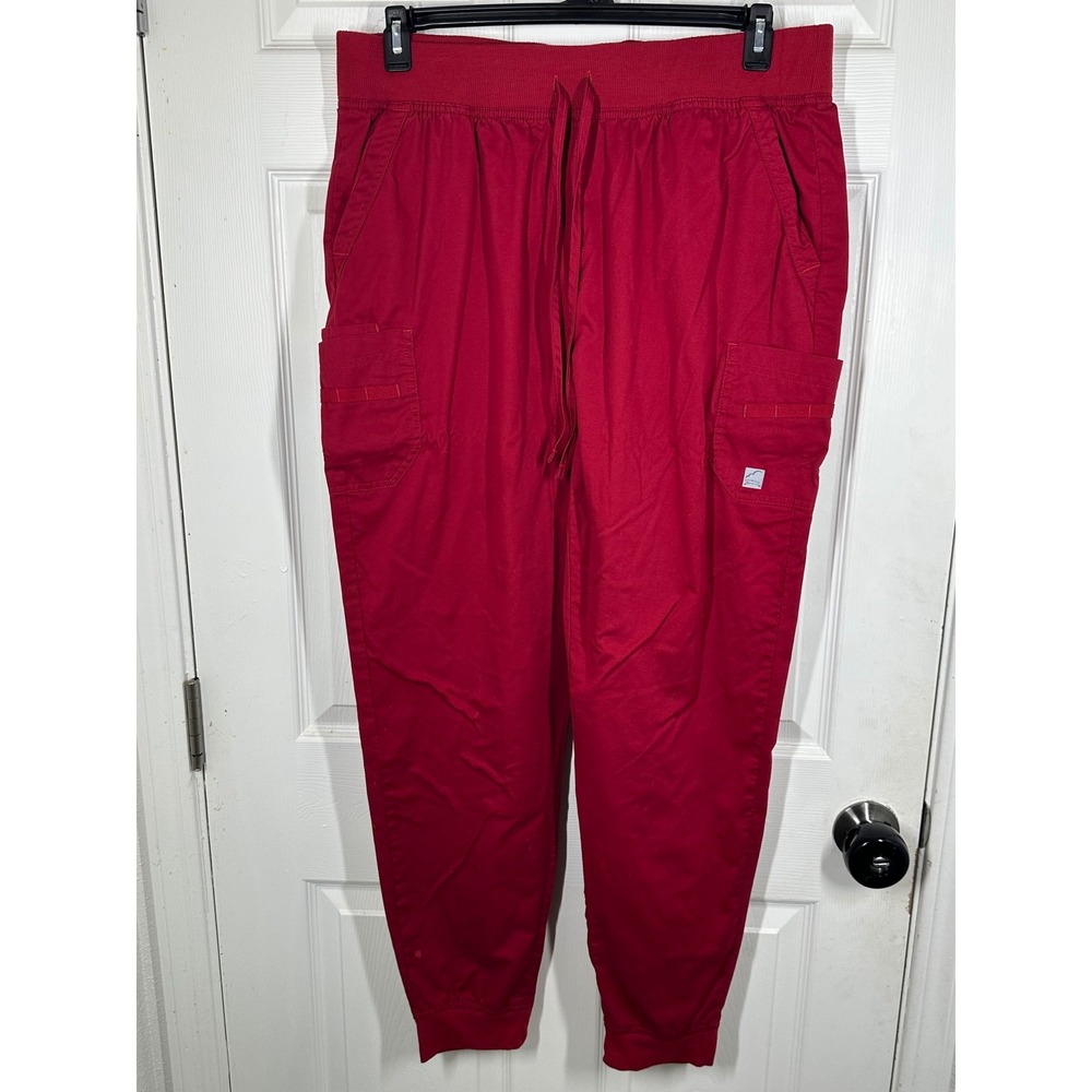 Butter-Soft Scrub Joggers Womens XL Tall Ruby Red Stretch Cargo Pockets 7105